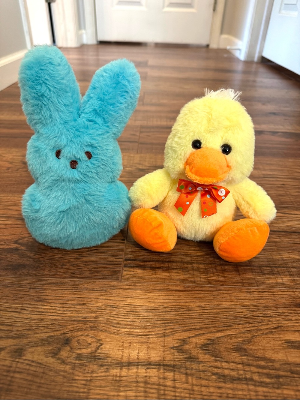 Peeps Bunny & Duck Plush Set Blue Bunny Yellow Chick Hug & Luv Easter